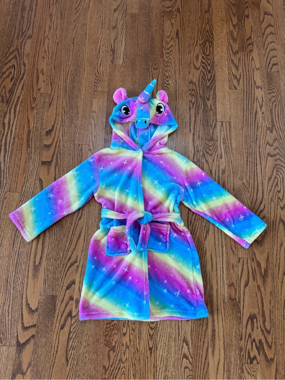 Size 5 / 6 Girls Plush Rainbow Unicorn Robe